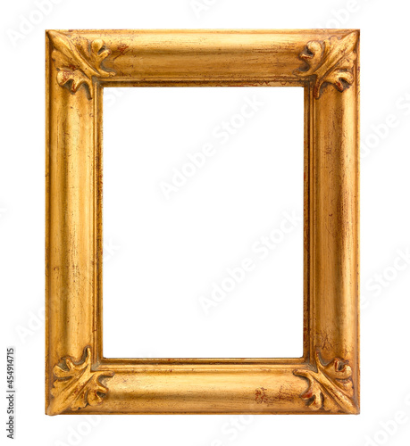 Marco de madera antiguo dorado para enmarcar cuadros . Golden antique wooden frame for framing pictures.