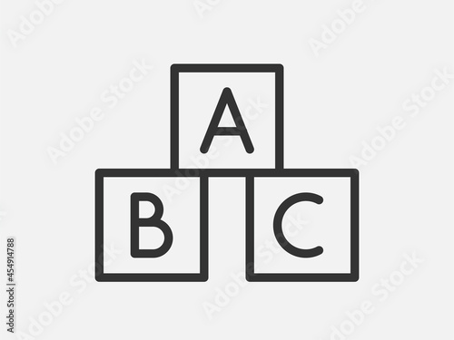 ABC cubes toy icon on white background. Line style vector illustration.