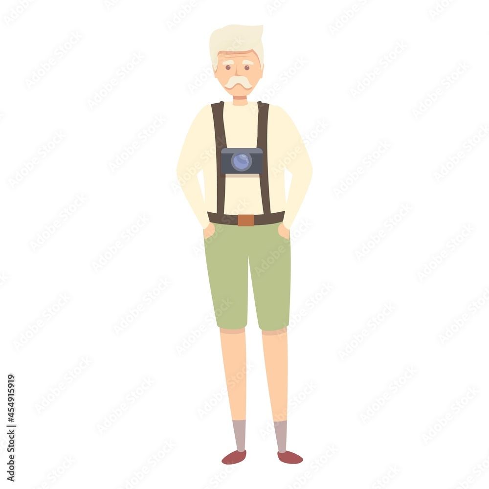 Grandfather tourist icon cartoon vector. Senior travel. Old man character Grandfather tourist icon cartoon vector. Senior travel. Old man character