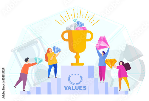 Business values concept. Company values shared by staff.