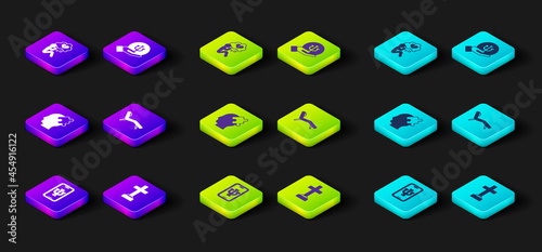 Set Psychologist online, Graves funeral sorrow, Solution to the problem, Armchair, Psychology, Psi and Broken heart divorce icon. Vector