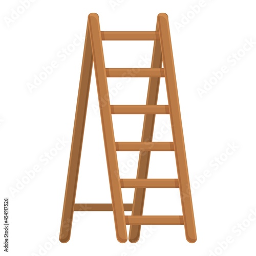 Wood ladder icon cartoon vector. Tree garden. Lawn worker
