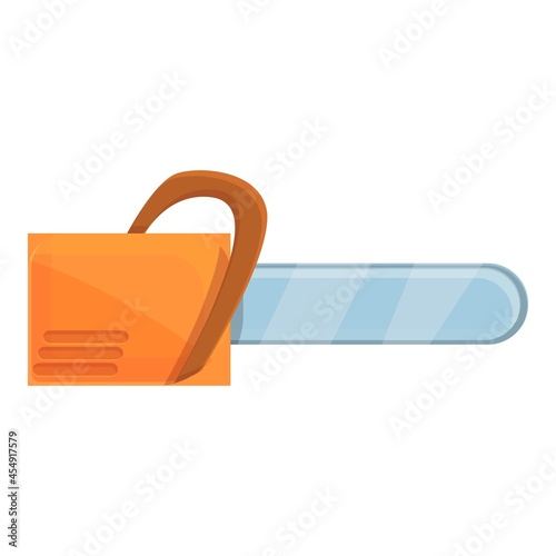 Tree chainsaw icon cartoon vector. Garden maintenance. Man worker