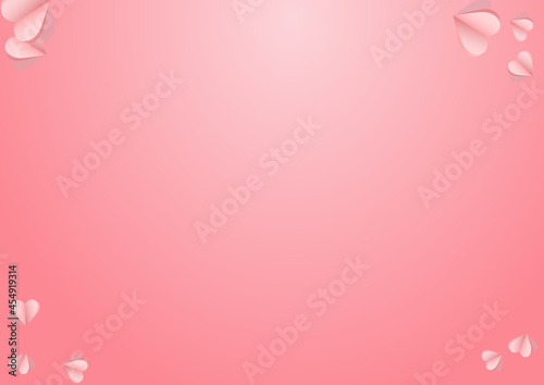 Pink Heart Vector Pink  Backgound. Paper Papercut