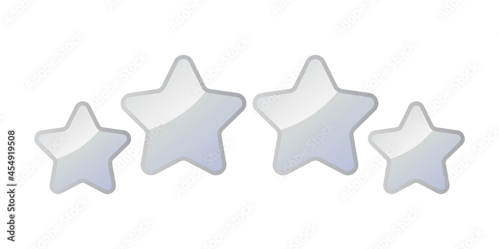 Four Silver Shiny Stars - Amazing vector icon of four silver rounded stars suitable for game, animation, apps, icon, sign, sticker, children book, decoration, and illustration in general - Vector Icon Four Silver Shiny Stars - Amazing vector icon of four silver rounded stars suitable for game, animation, apps, icon, sign, sticker, children book, decoration, and illustration in general - Vector Icon