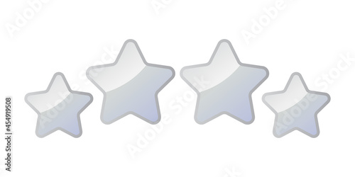 Four Silver Shiny Stars - Amazing vector icon of four silver rounded stars suitable for game, animation, apps, icon, sign, sticker, children book, decoration, and illustration in general - Vector Icon