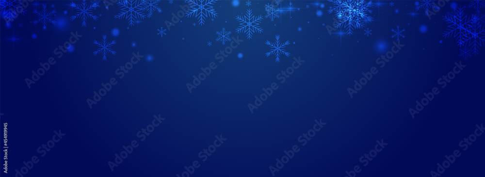 Silver Snowflake Vector Pnoramic Blue Background. Silver Snowflake Vector Pnoramic Blue Background.