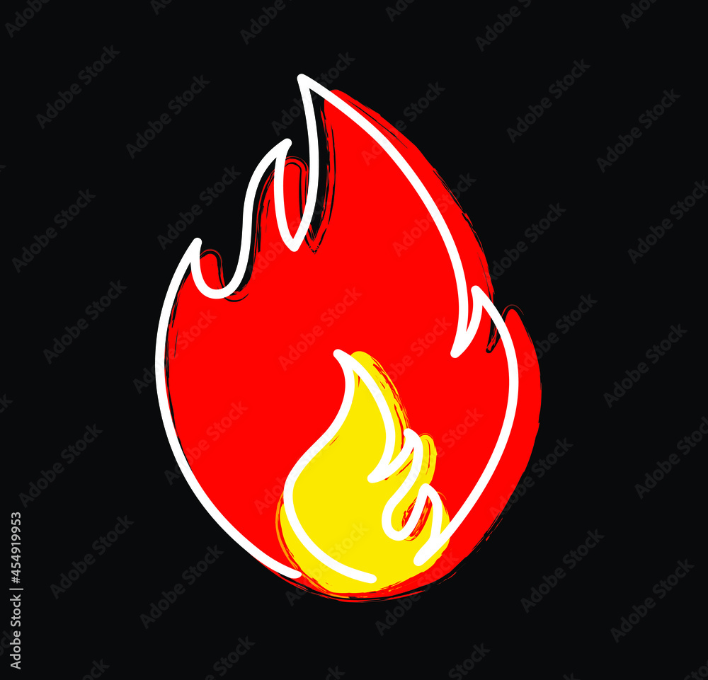 Cartoon, fire or flame pictogram. Fire drawn in one stroke or line pattern. Funny flat vector flames icon. Drawing burn, bonfire, campfire banner. Flame tattoo tribal logo. Burns sign. Cartoon, fire or flame pictogram. Fire drawn in one stroke or line pattern. Funny flat vector flames icon. Drawing burn, bonfire, campfire banner. Flame tattoo tribal logo. Burns sign.