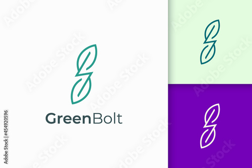 Plant and lightning logo in simple and modern shape