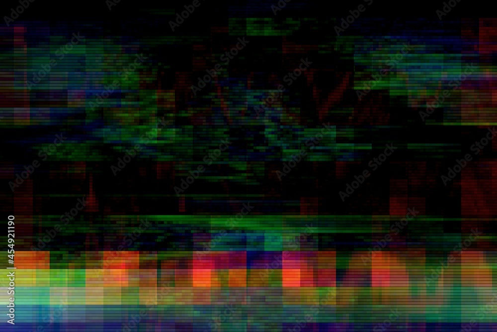 Glitch digital abstract artifacts distortion background, bad element.