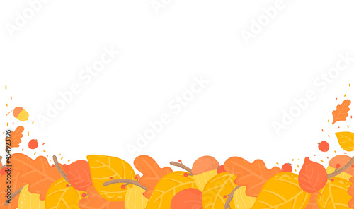 autumn leaves seamless background, orange and yellow autumn leafes, branches design. Nature,organic items.Vector