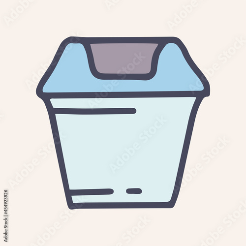 plastic trash can color vector doodle simple icon