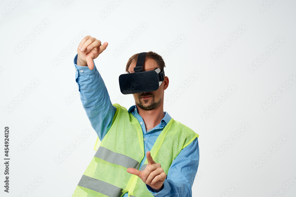 worker in a construction vest work emotions isolated background worker in a construction vest work emotions isolated background