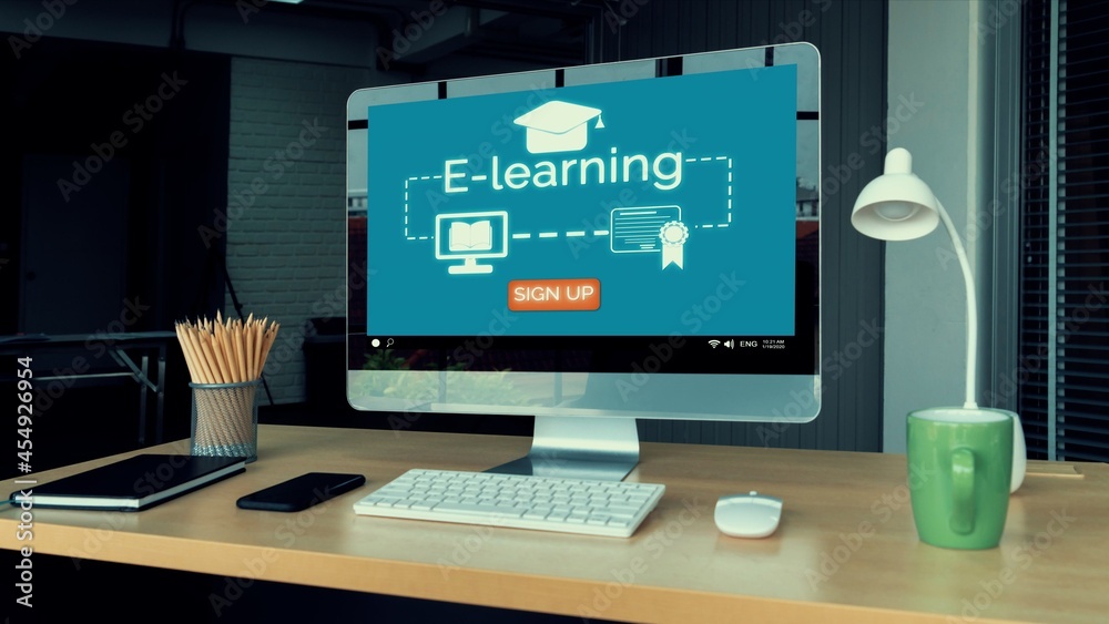 Elearning and Online Education for Student and University Concept. Video conference call