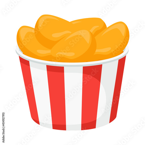 Chicken Box Sign Emoji Icon Illustration. Nuggets Bucket Vector Symbol Emoticon Design Clip Art Sign Comic Style.