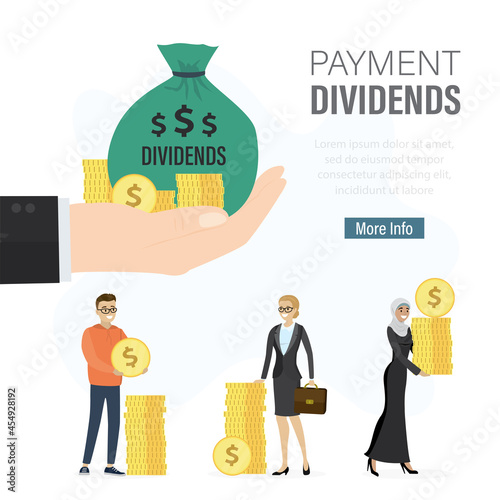 Big businessman hand gives bag with money. Earning from investment. Payment of dividends. Passive income, concept.