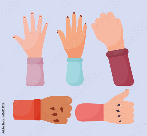 five women hands