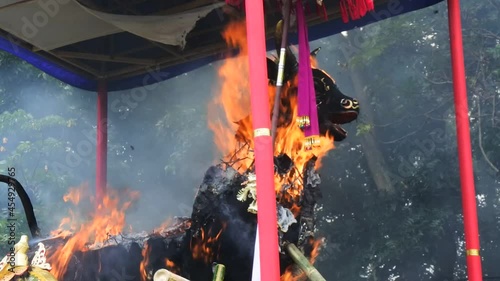 Ngaben tradition burning bodies at  Bali