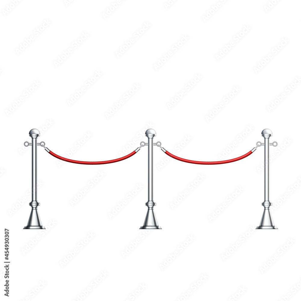 Barriers Chrome Column With Red Velvet Rope Vector. Theater, Exhibition Pavilion And Auto Show Luxury Stylish Barriers, Silver Stainless Fence With Cord. Mockup Realistic 3d Illustration Barriers Chrome Column With Red Velvet Rope Vector. Theater, Exhibition Pavilion And Auto Show Luxury Stylish Barriers, Silver Stainless Fence With Cord. Mockup Realistic 3d Illustration