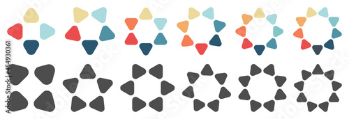 Triangles pointing outwards with slightly rounded vertices forming circle, version with four to nine segments. Can be used as infographics element