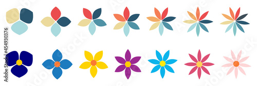 Obraz na płótnie Flower like shapes with different number of petals, can be used as infographics element with three to nine options w salonie