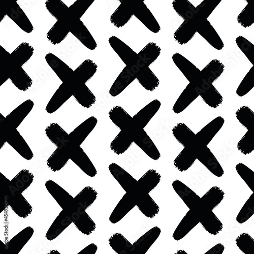 Vector Black Crosses seamless pattern background. Perfect for surfaces such as fashion, fabric, textiles and web background