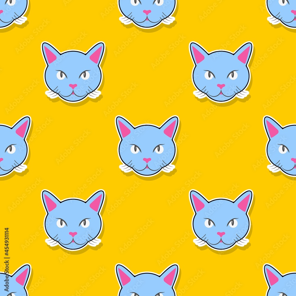 Cat seamless pattern. Vector illustration.