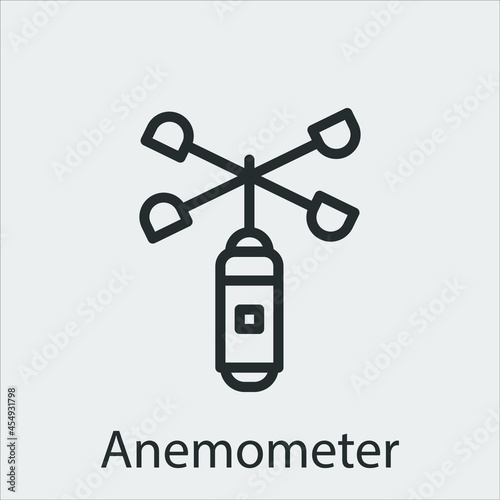 anemometer icon vector icon.Editable stroke.linear style sign for use web design and mobile apps,logo.Symbol illustration.Pixel vector graphics - Vector photo