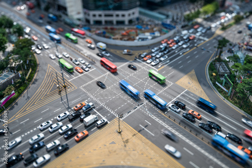 Seoul traffic at a busy intersection road in Gangnam © eyetronic