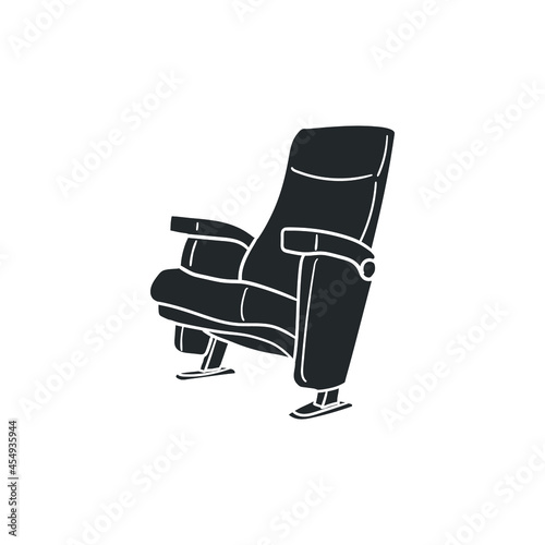 Cinema Seat Icon Silhouette Illustration. Theater Chair Vector Graphic Pictogram Symbol Clip Art. Doodle Sketch Black Sign.