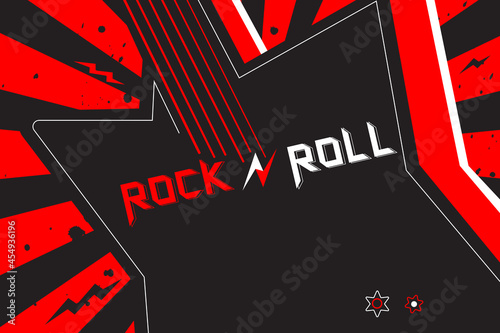Vector illustration of rock  and roll music background design template for music festival or concert banner.