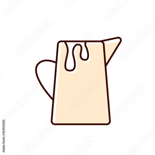 Milk jug flat icon. Creamer for coffee. Color filled symbol. Isolated vector illustration