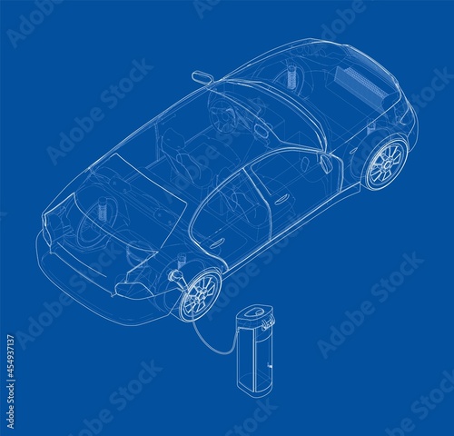 Electric car charging station. Electromobile