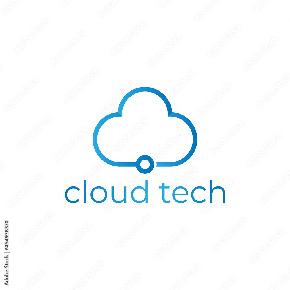 cloud technology logo with simple monoline cloud technology logo with simple monoline