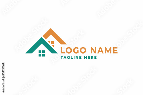 F real estate logo, housing, lettering clean design vector graphic