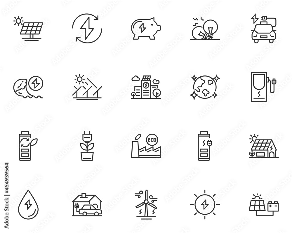 set of eco thin line icons, environment, clean energy set of eco thin line icons, environment, clean energy