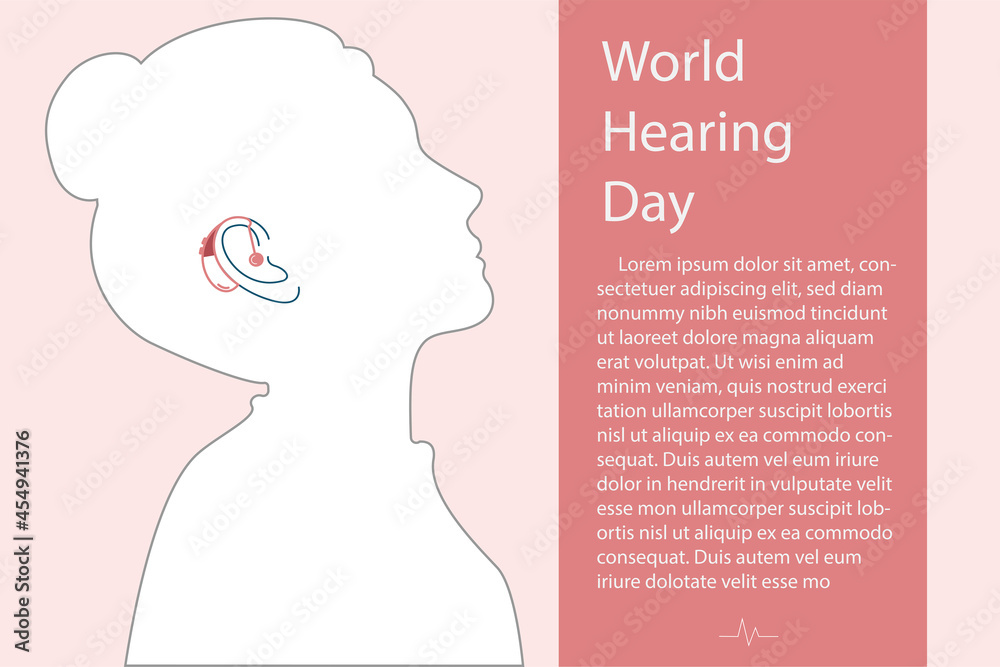 World Deaf Day and world hearing day concept illustration. Outline of women with hearing aids vector