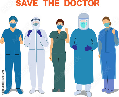 Vector of Doctors who saves patients from coronavirus outbreak. Fight to COVID-19 concept Save the doctor concept