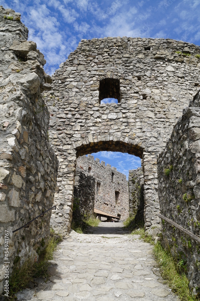 a scenic view of the ruins of castle Eisenberg in Allgau (Bavaria, Germany)