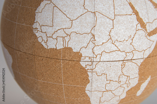 Fotografie World cork ball showing central Africa, white, background - Plan destinations -
