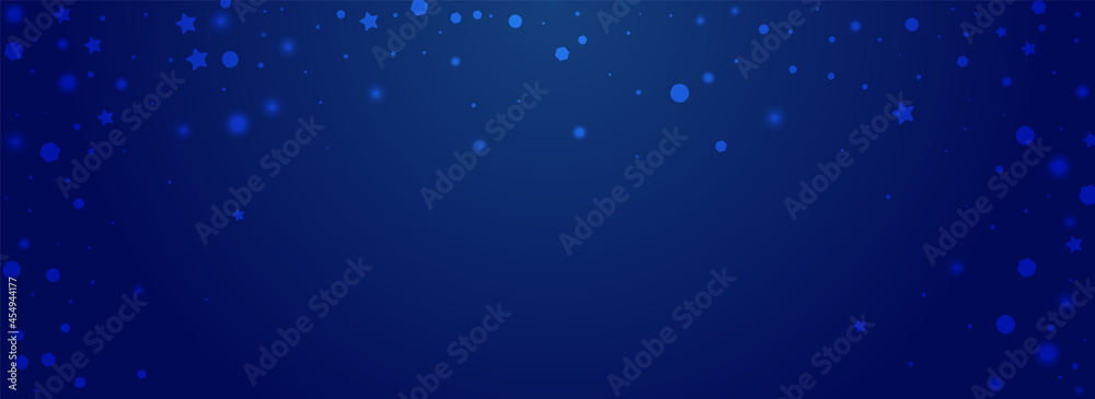 Glow Confetti Vector Pnoramic Blue Background.