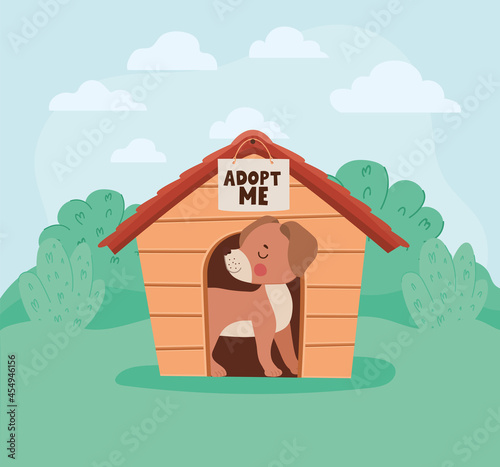 pup with doghouse
