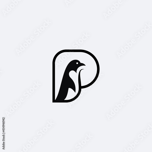 Minimalist P With penguin logo Logo Template