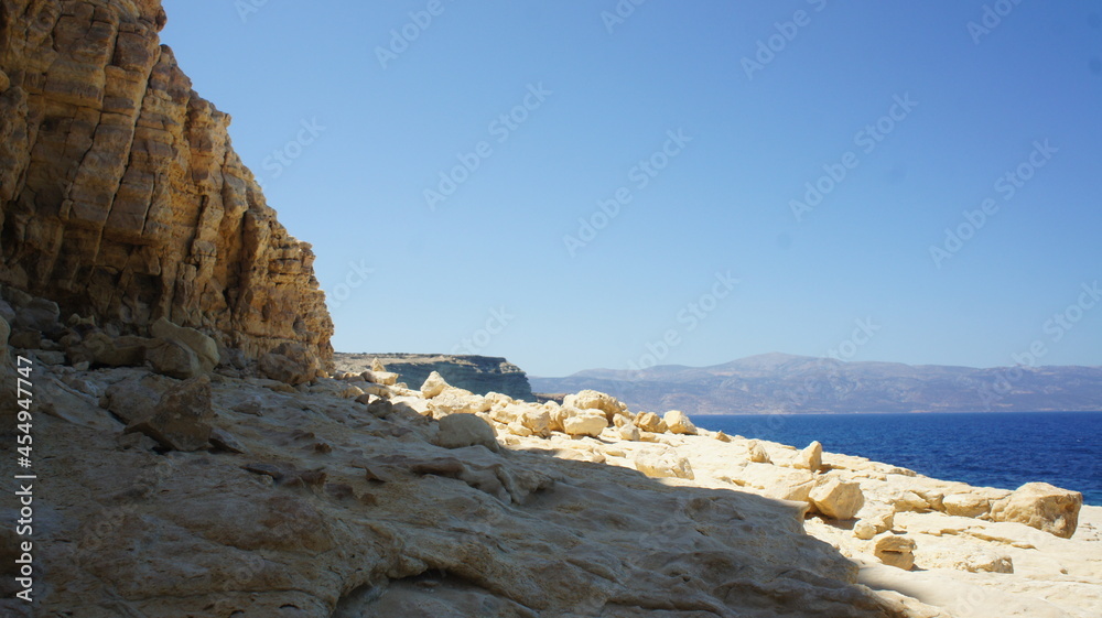 rocks and sea in the Greek island of koufonisi August 2021