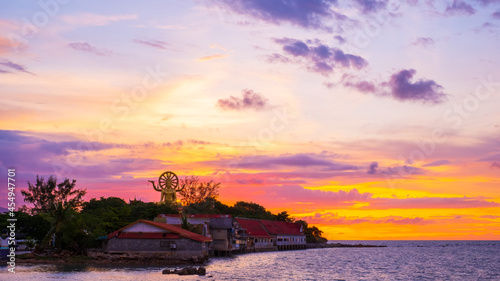 twilight sunset sky with cloud  big buddha temple wat pha yai  bangrak  koh samui  suratthani  thailand 