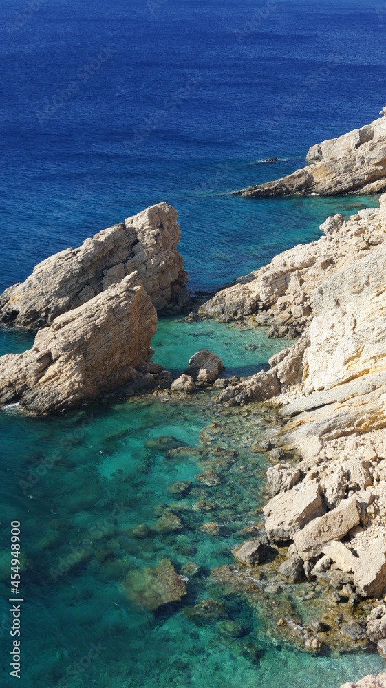 coast of island t and rocks in kato Koufonisi island Cyclades Greece