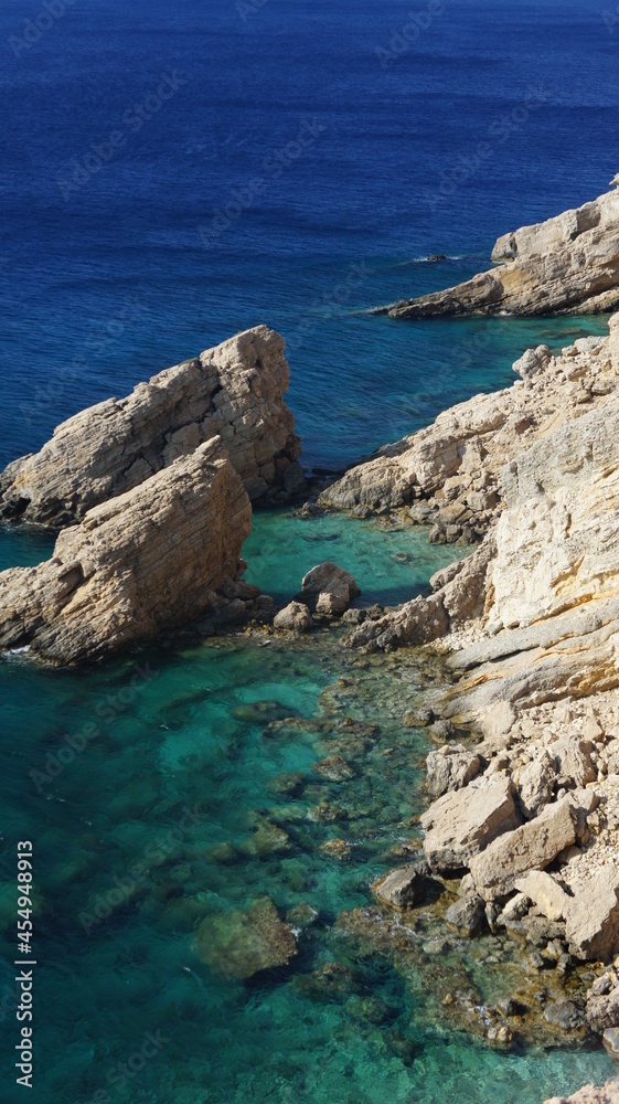 coast of island t and rocks in kato Koufonisi island Cyclades Greece