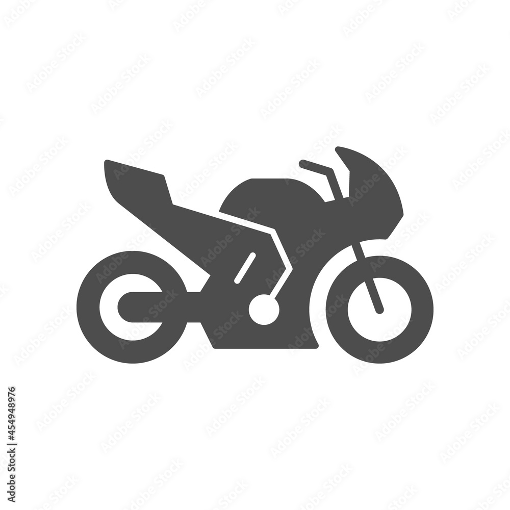 Sport motorcycle or motorbike glyph icon