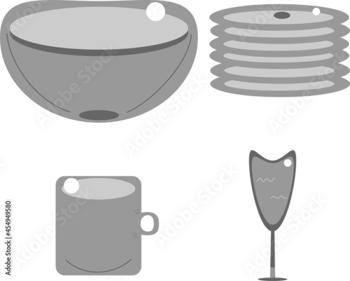 tableware set vector gray color