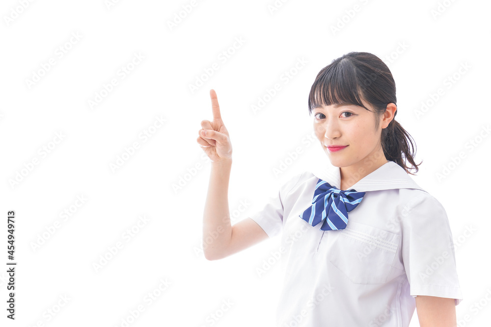 ポイントを指差す学生 ポイントを指差す学生